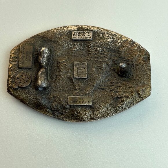 VTG Harley-Davidson Belt Buckle Proud To Be American Eagle Engine 1990 Harmony - Picture 2 of 9